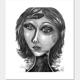 Expressionism modern artwork | Black &White Woman portrait Posters and Art